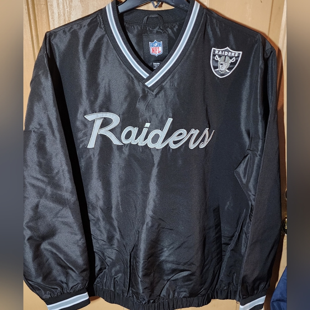 RAIDERS THROWBACK SCRIPTED HIGH QUALITY STITCHED PULLOVER WINDBREAKER